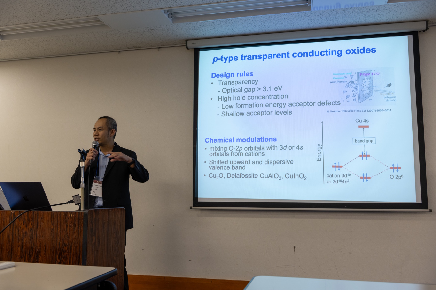 Pakpoom Reunchan presenting research on p-type transparent conducting oxides at ACCMS-11