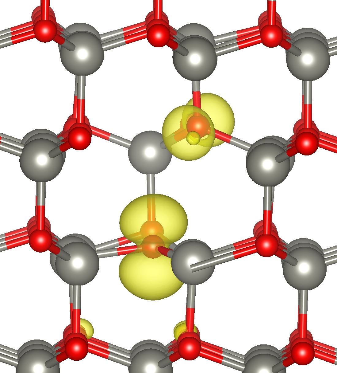 Calculated electronic structure around a zinc vacancy in a crystalline material